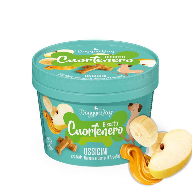 DoggyeBag Cuortenero Ossicini Mela Banana e Burro di Arachidi 150 g DoggyeBag Cuortenero Ossicini Mela Banana e Burro di Arachidi 150 g